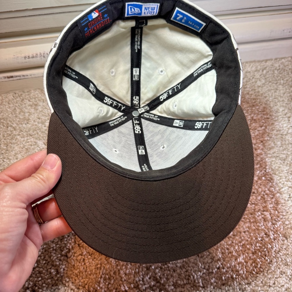 New York Yankees Men's New Era 59Fifty Fitted Cap Cream/Brown 7-3/8 - Picture 4 of 4